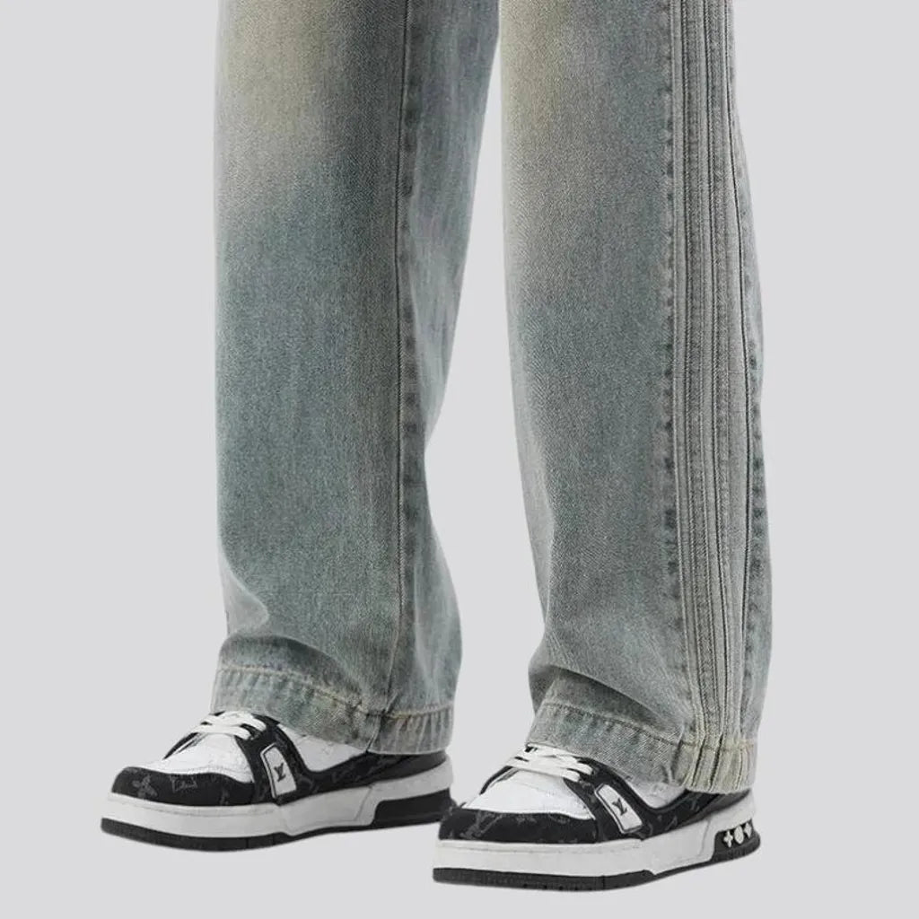 Faded wash and 90s style men's denim joggers