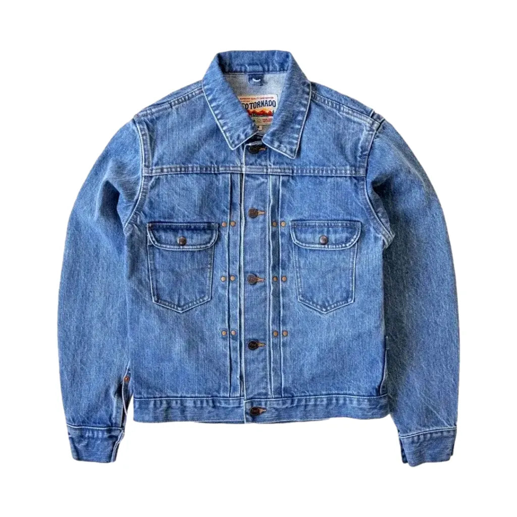 Rugged Light Wash Duty Denim Jacket for Men - Light Blue