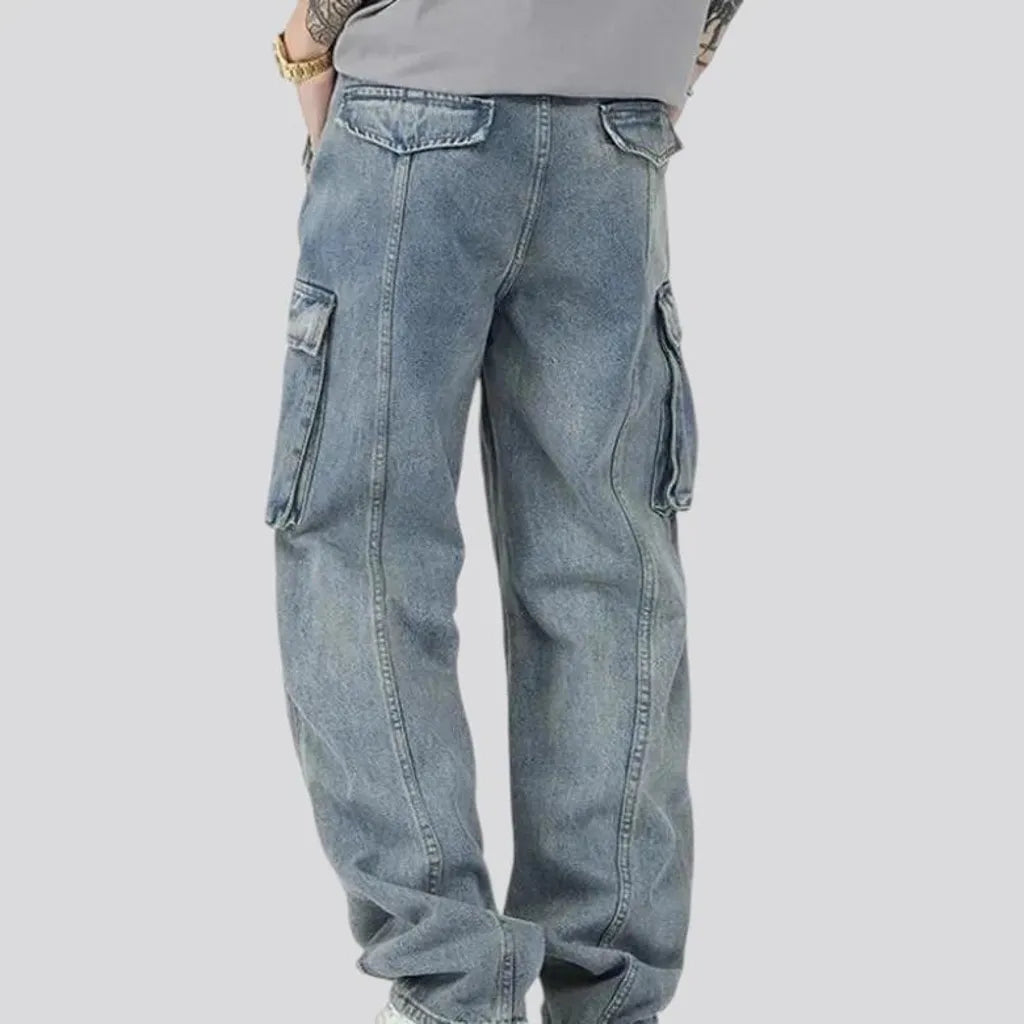 Baggy fit multi pocket men's jeans