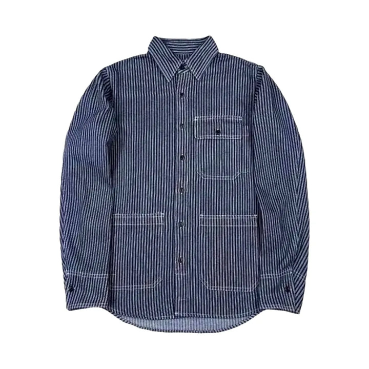 Regular Fit Chambray Men's Denim Shirt - Light Blue