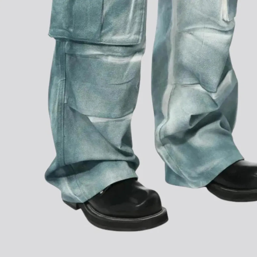 Mid-rise baggy boho men's denim pants