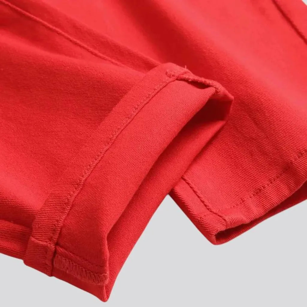 Vibrant red smooth men's jeans