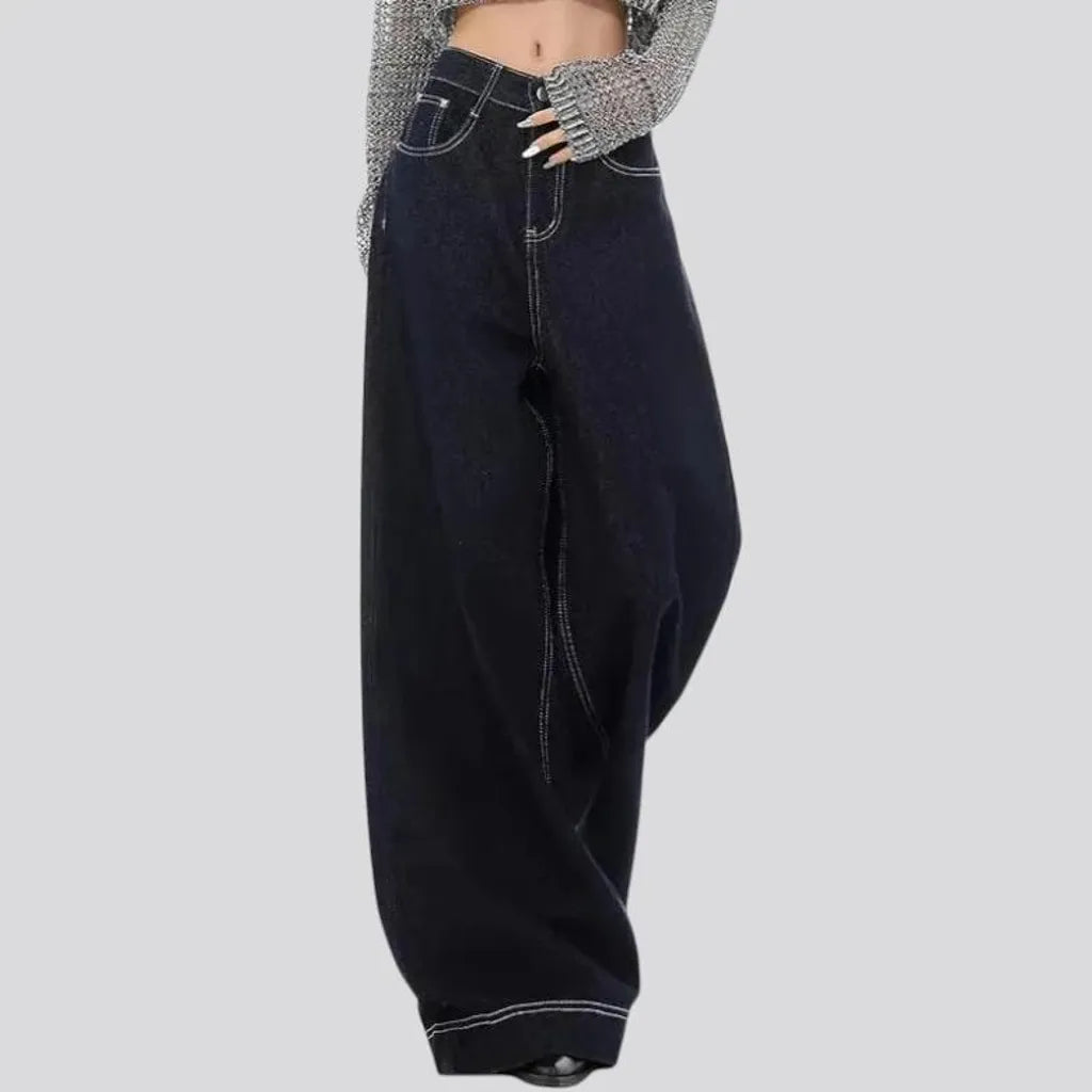 Boho style baggy-fit women's jeans