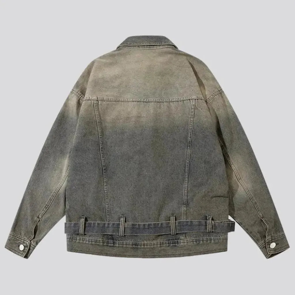 Sanded voluminous denim jacket for men