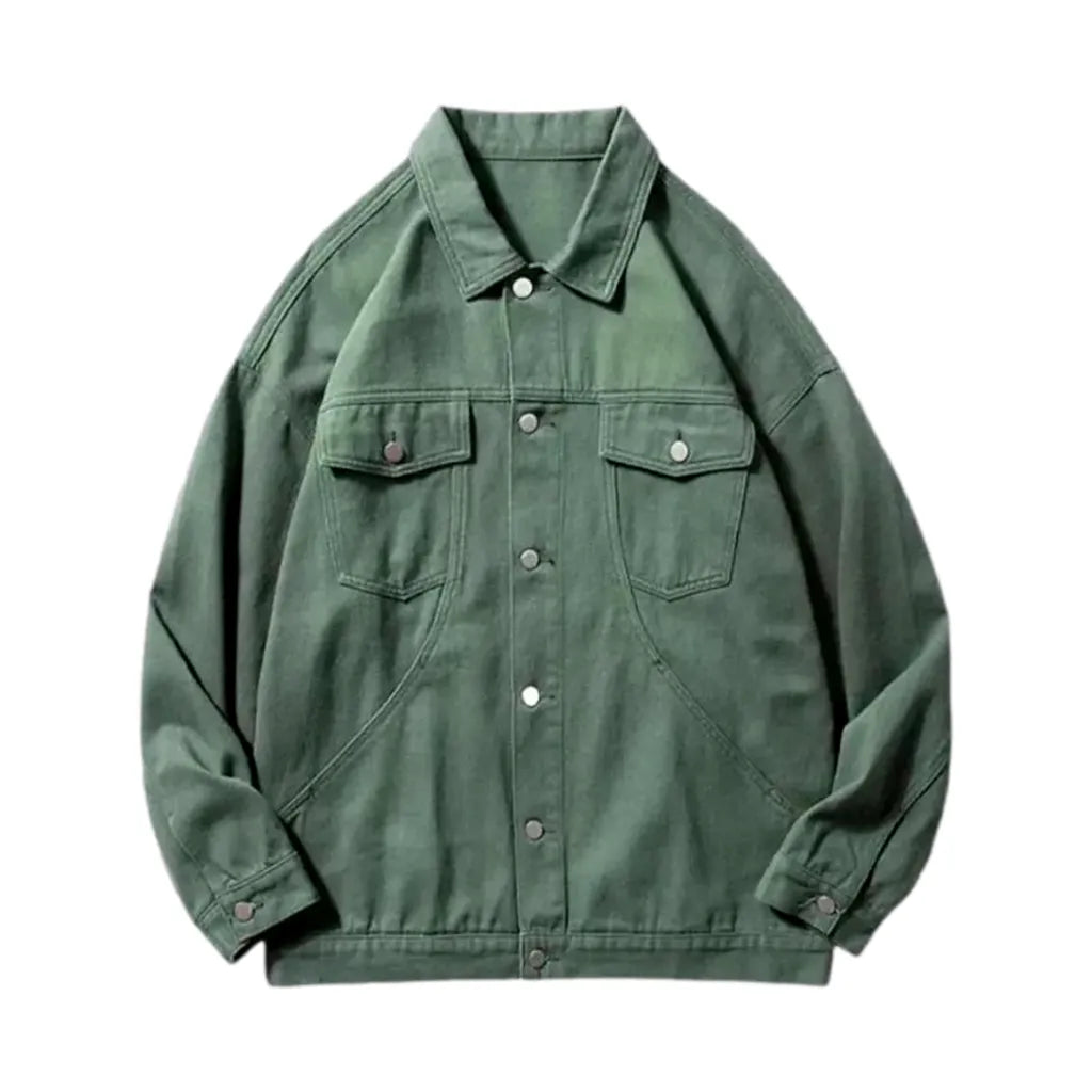 Trendy Men's Denim Jacket - Green