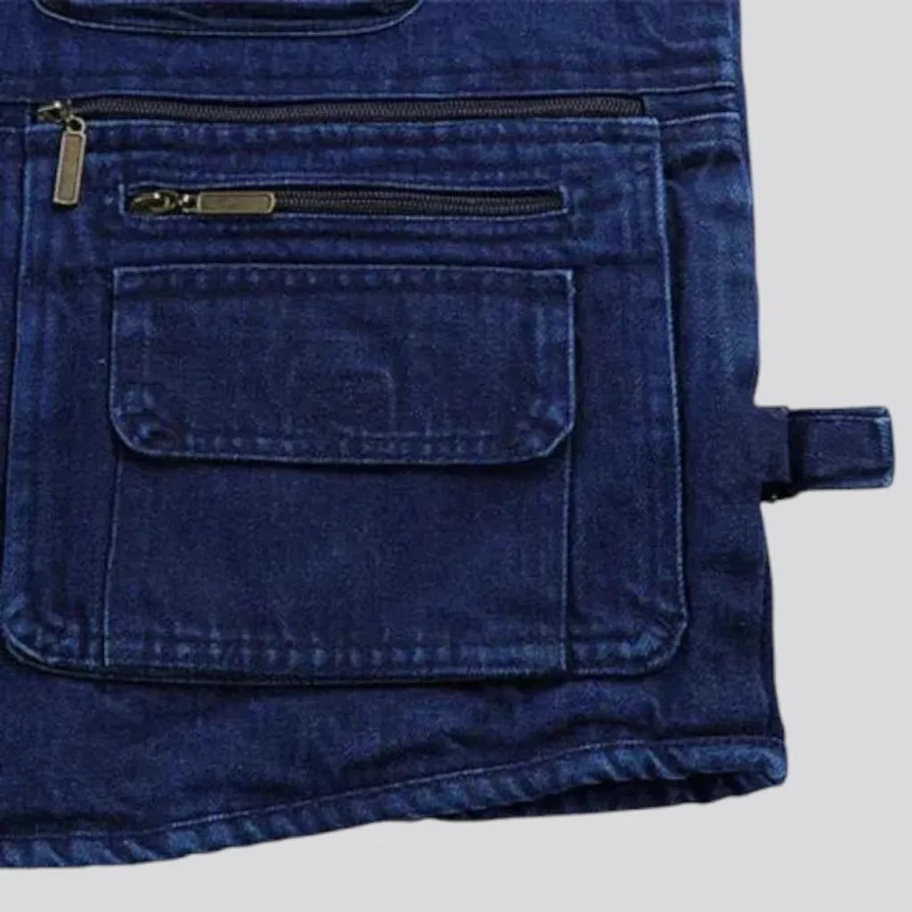 Regular fit vintage work worker men's denim vest