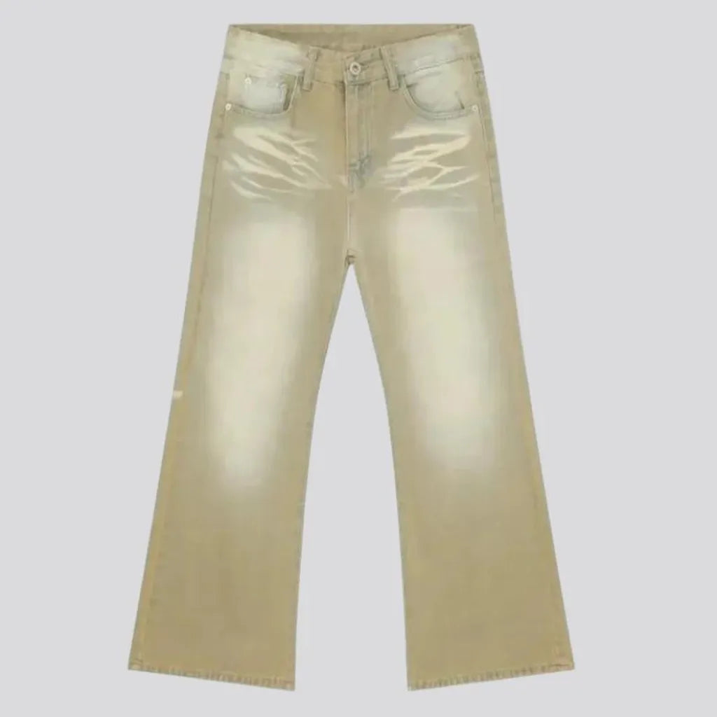 Boho light beige men's jeans