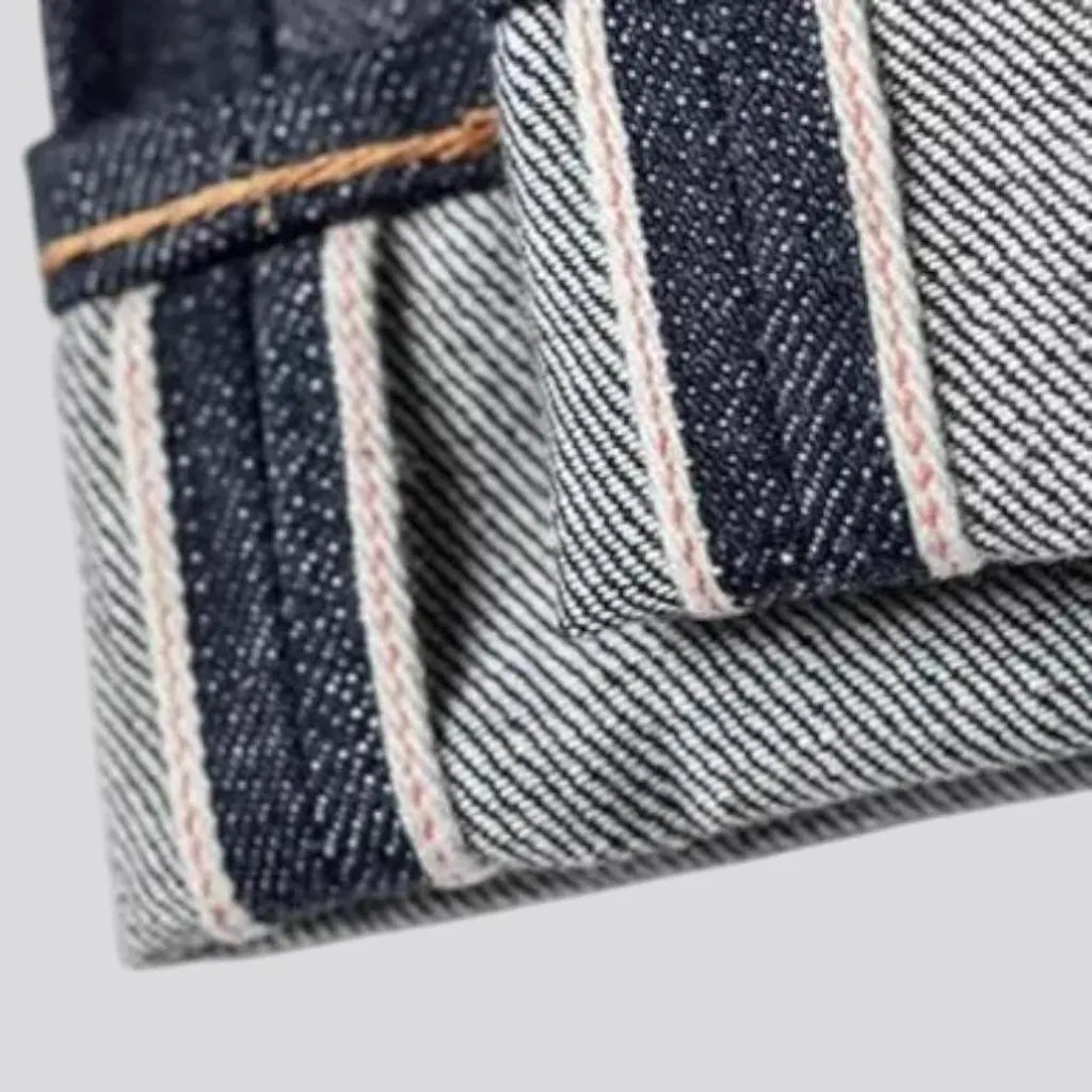 High waist casual selvedge men's jeans