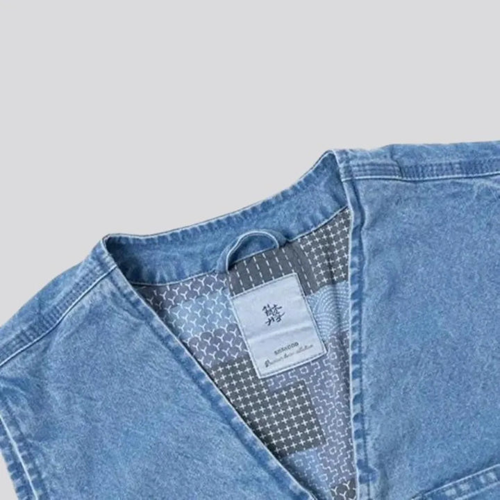 Light-wash regular jean vest
 for men