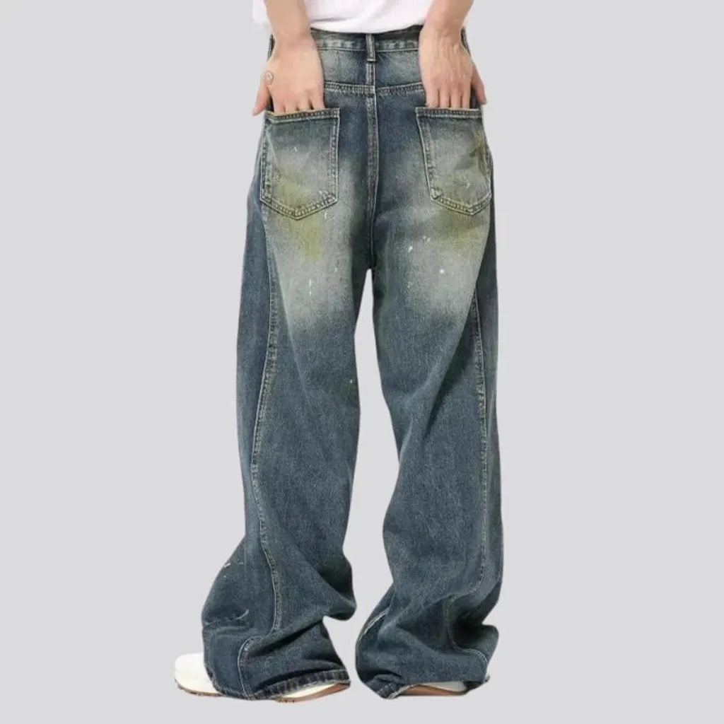 Whiskered vintage style men's jeans