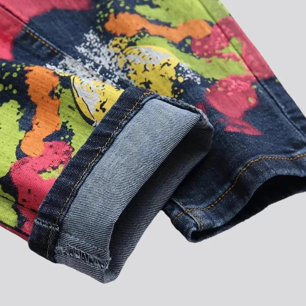 Paint-stains men's painted jeans