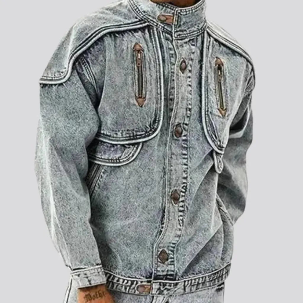 Grunge street style men's denim jacket