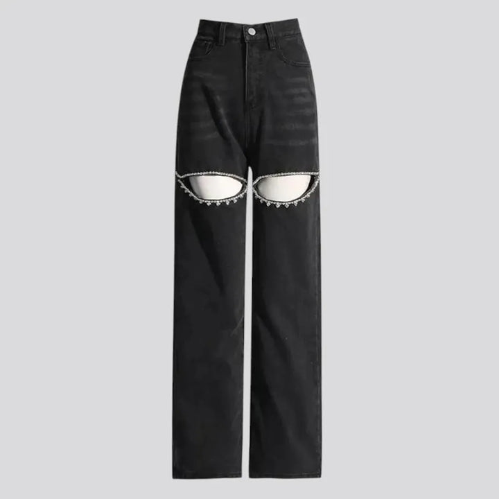 Fashionable high-waist colored women's jeans