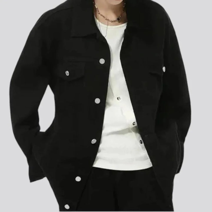 Monochrome boho casual oversized men's jean jacket