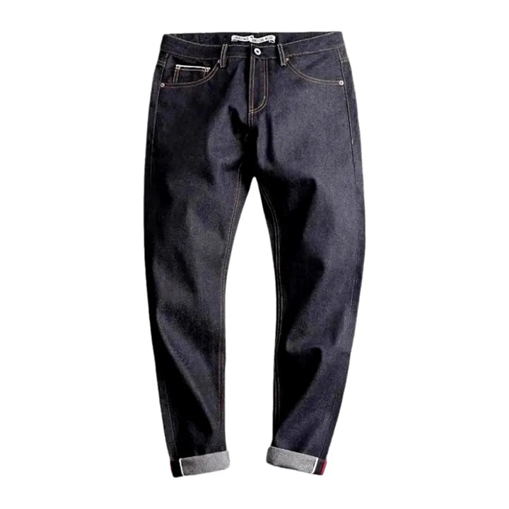 Raw Tapered Mid Rise Men's Jeans - Dark Blue