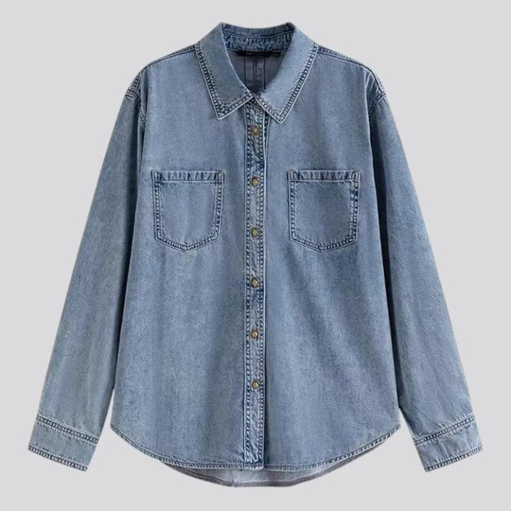 Dark classic oversized denim shirt for ladies