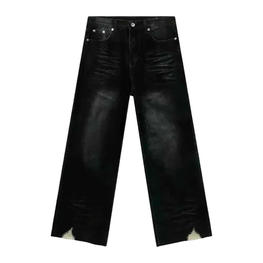 Stylish Boho Distressed Men's Jeans - Black