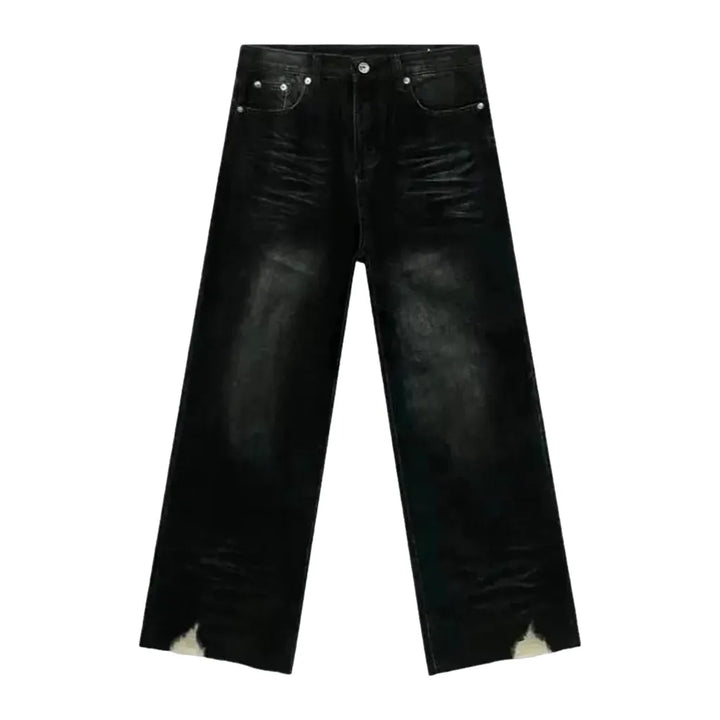 Stylish Boho Distressed Men's Jeans - Black