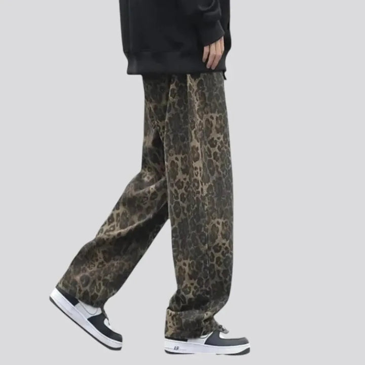 Multicolor street style men's jean trousers