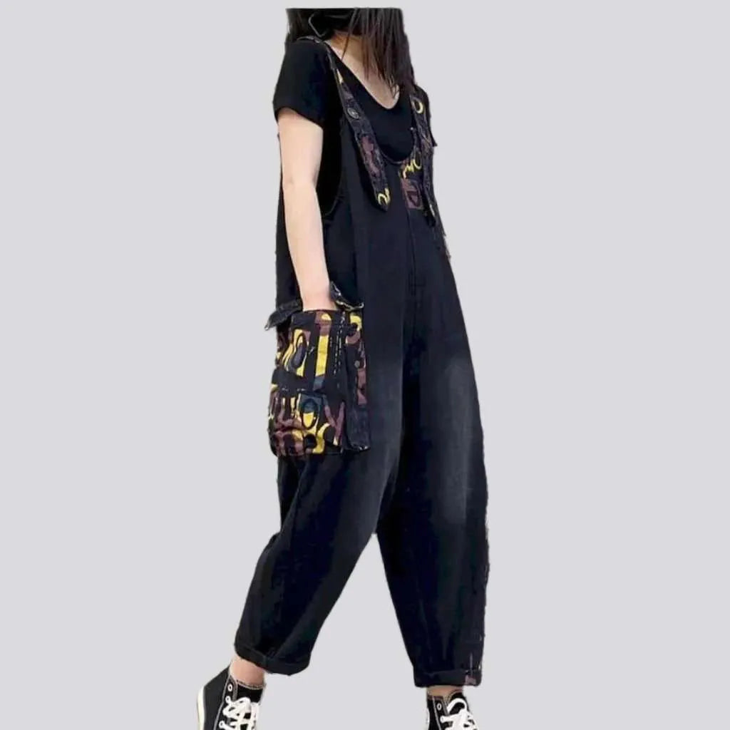 Baggy painted women's jean overall