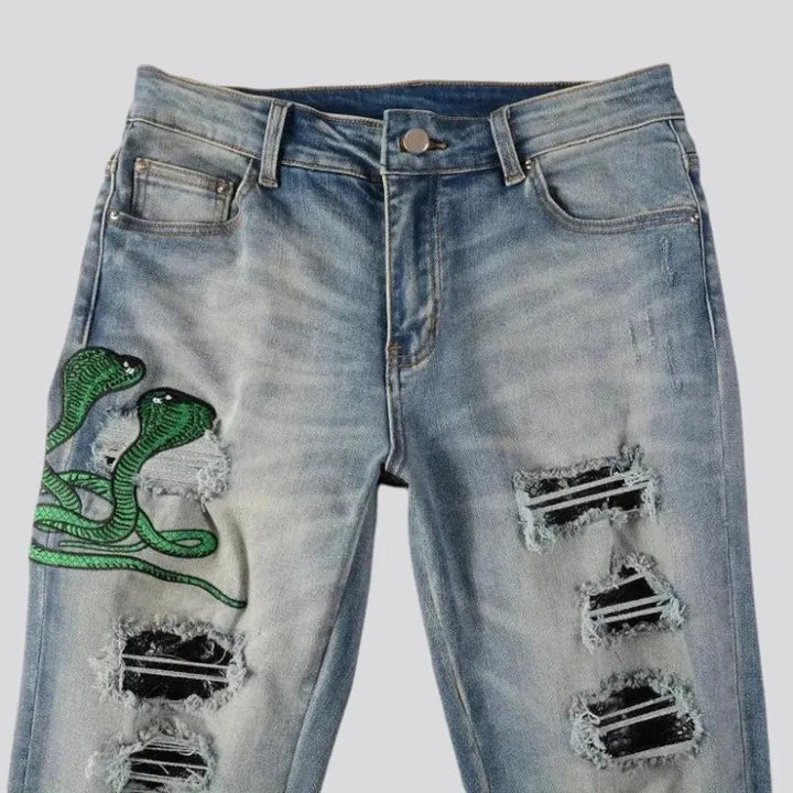 Fashionable ripped men's jeans