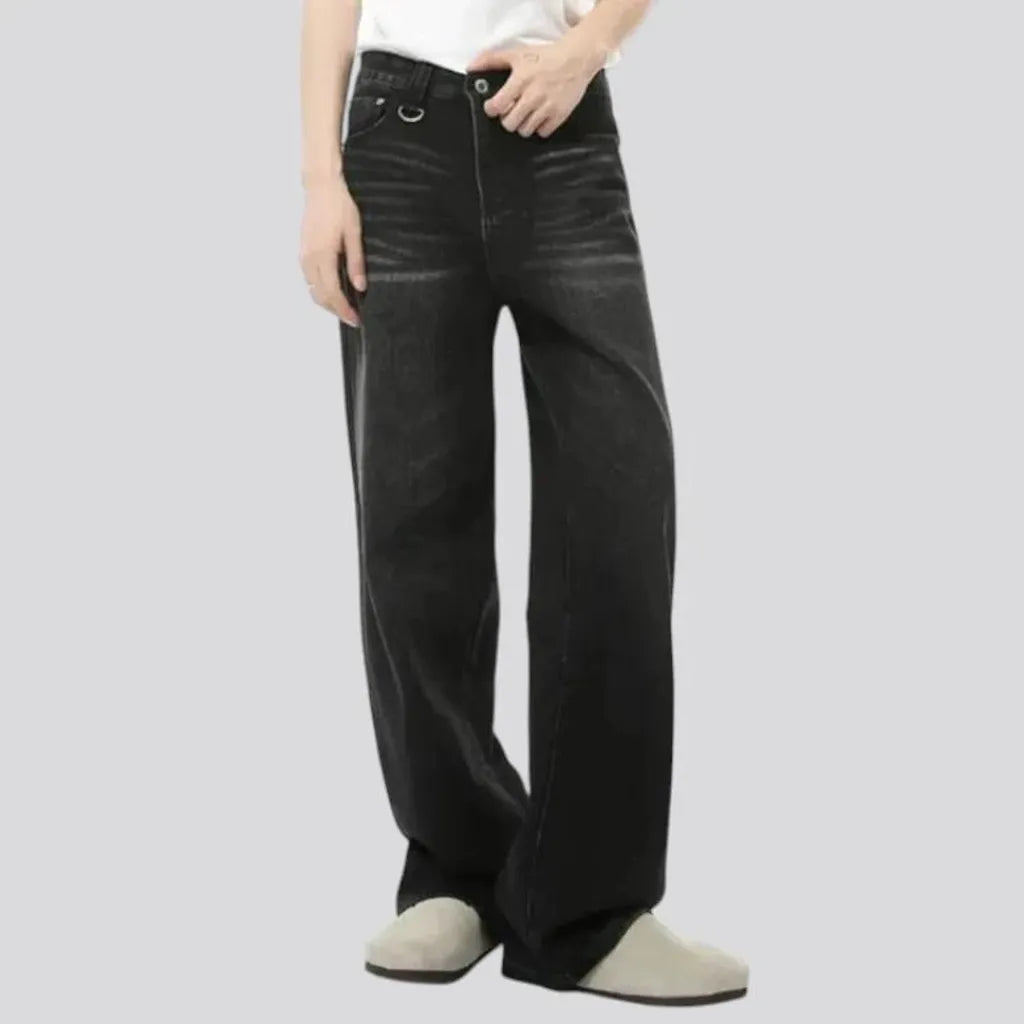 Trendy baggy mid-waist jeans for men