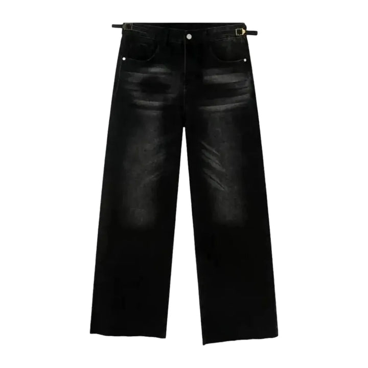 Fashionable Straight Fit Men's Jeans - Black