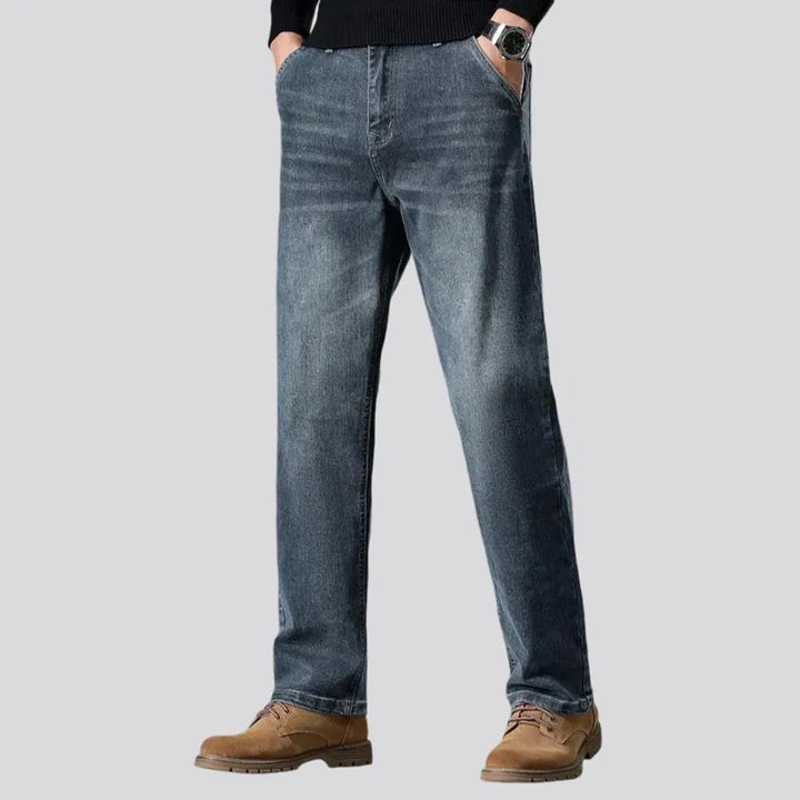 Abraded straight fit 90s style men's jeans