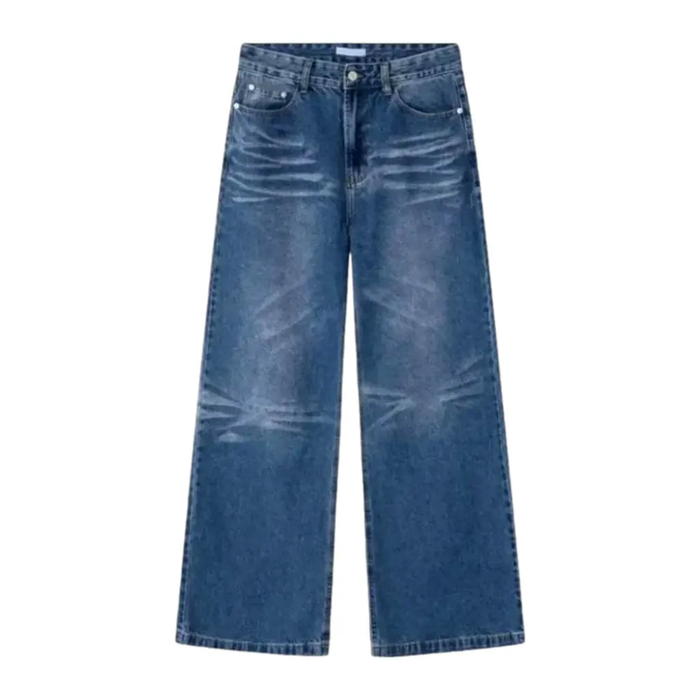 Mid-rise Boho Vintage Baggy Jeans for Men - Blue