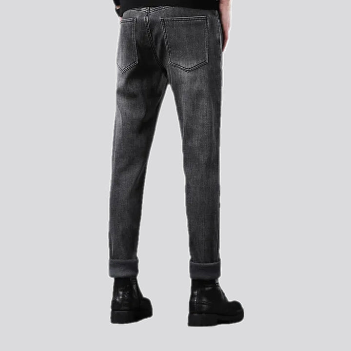 Mid-rise faded retro men's jeans