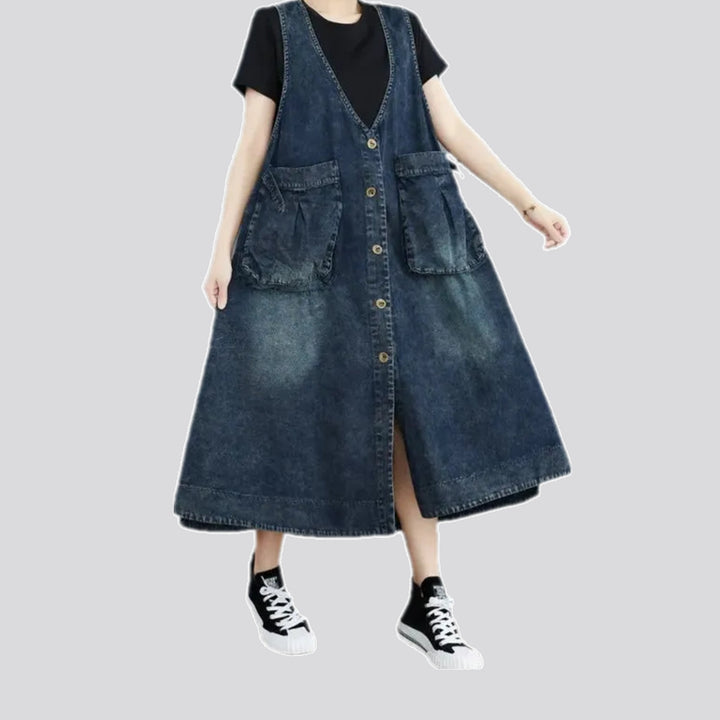 Dark stonewashed stylish jean dress