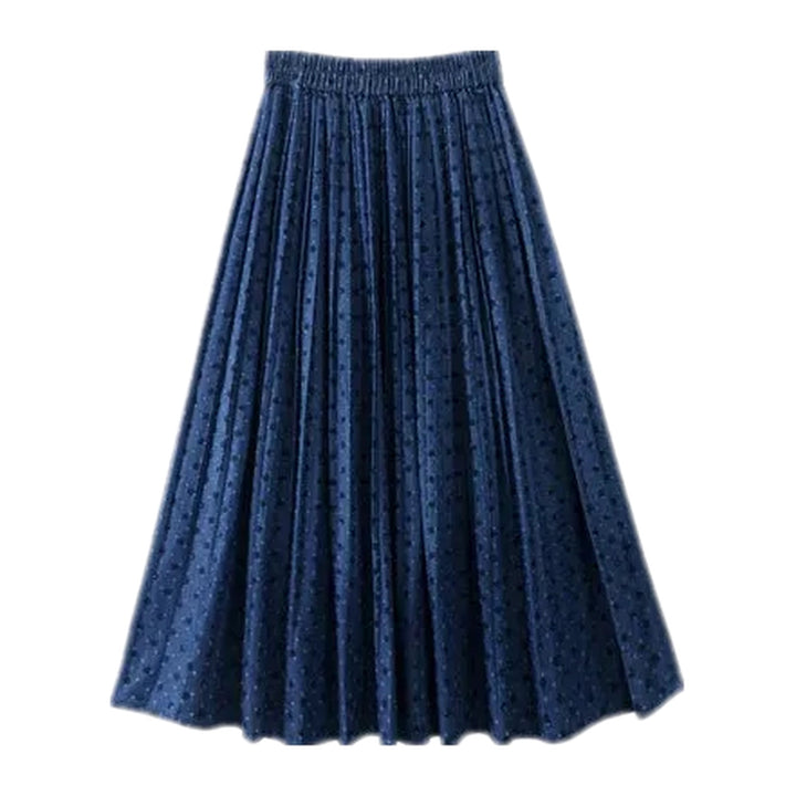 Maxi Length Boho Denim Skirt - Dark Blue