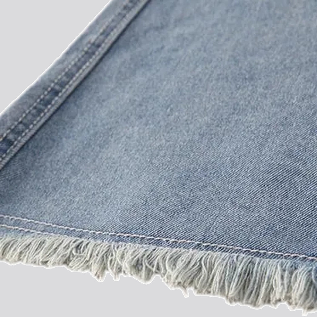 Sanded frayed panelled jean skirt