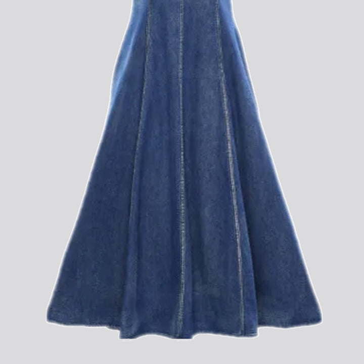 Embroidered maxi denim dress