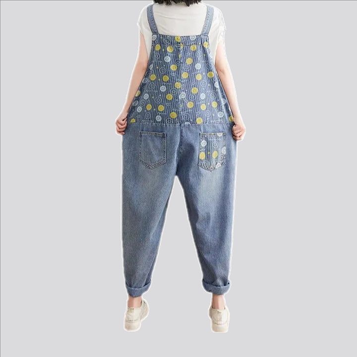 Boho style women's denim bib