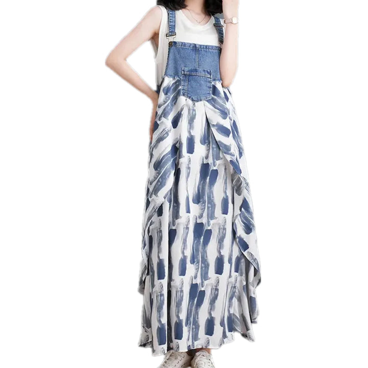 Artistic Maxi Jeans Dress - Light Blue