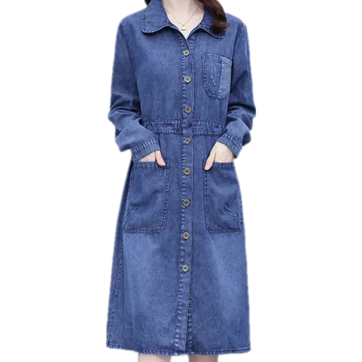 Casual Average Pattern Jeans Dress - Blue