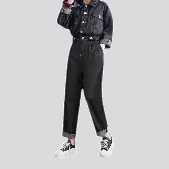 Casual dark labor jeans jumpsuit for women