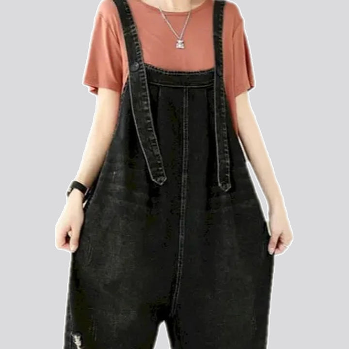 Vintage ripped women's denim overall