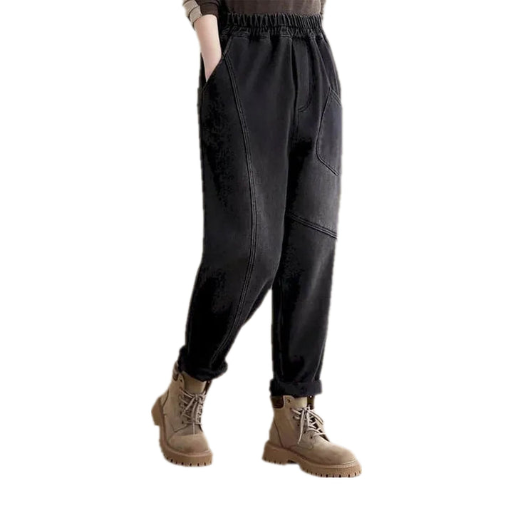 Sanded Stonewashed Women's Jeans - Black