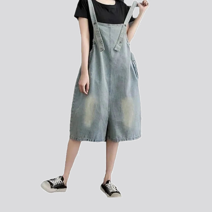 Smoothed Stonewashed Casual Women's Denim Overall | Jeans4you.shop