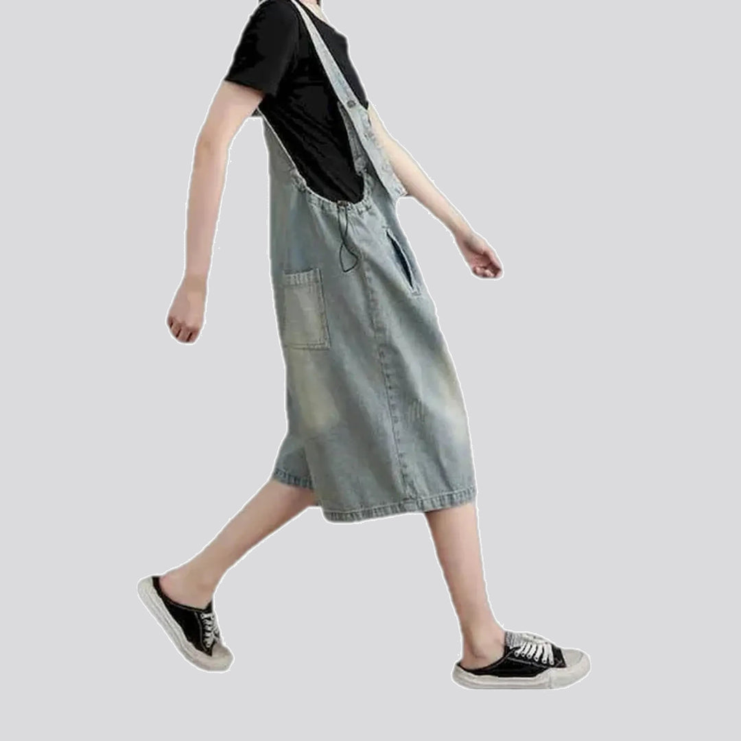 Smoothed stonewashed casual women's denim overall