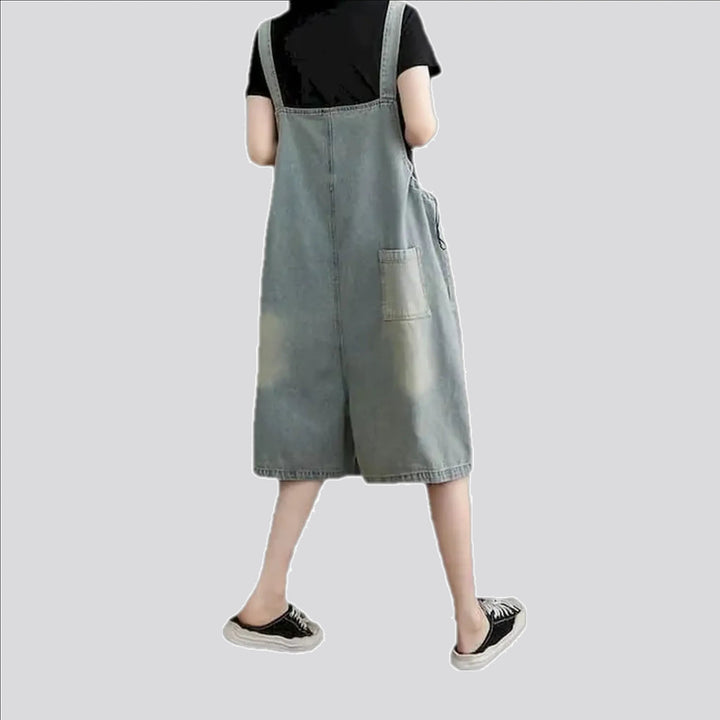 Smoothed stonewashed casual women's denim overall