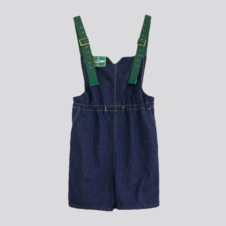 Baggy dark style denim overall for women