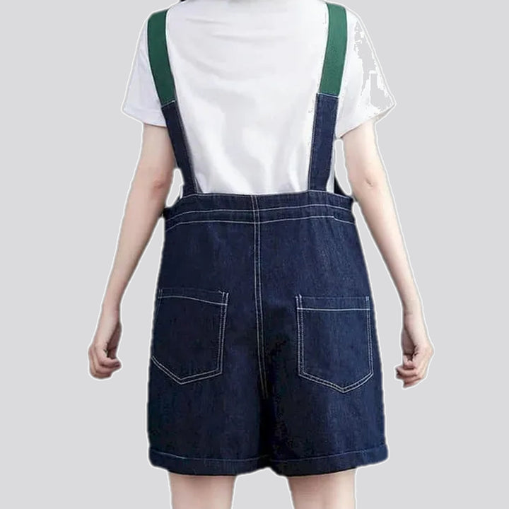 Baggy dark style denim overall for women