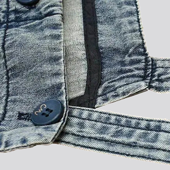 Unique cargo pockets rubber hem women's jean bib