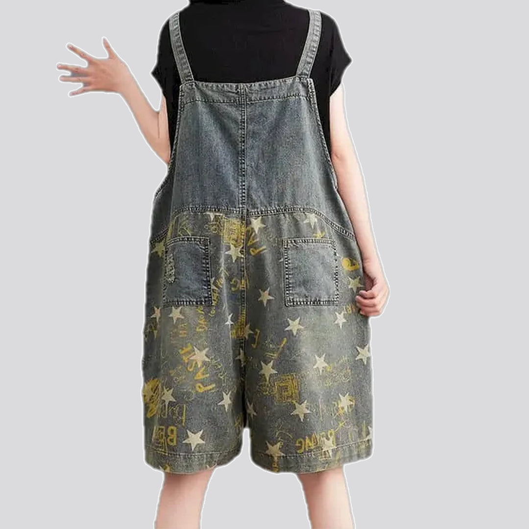 Baggy fit stylish women's denim bib