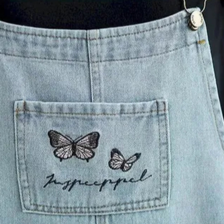 Embroidered women's denim overall