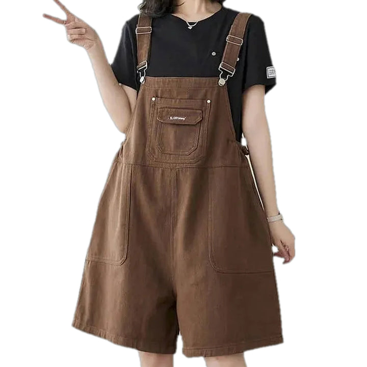 Trendy Casual Colorful Baggy Women's Jeans Overall - Brown