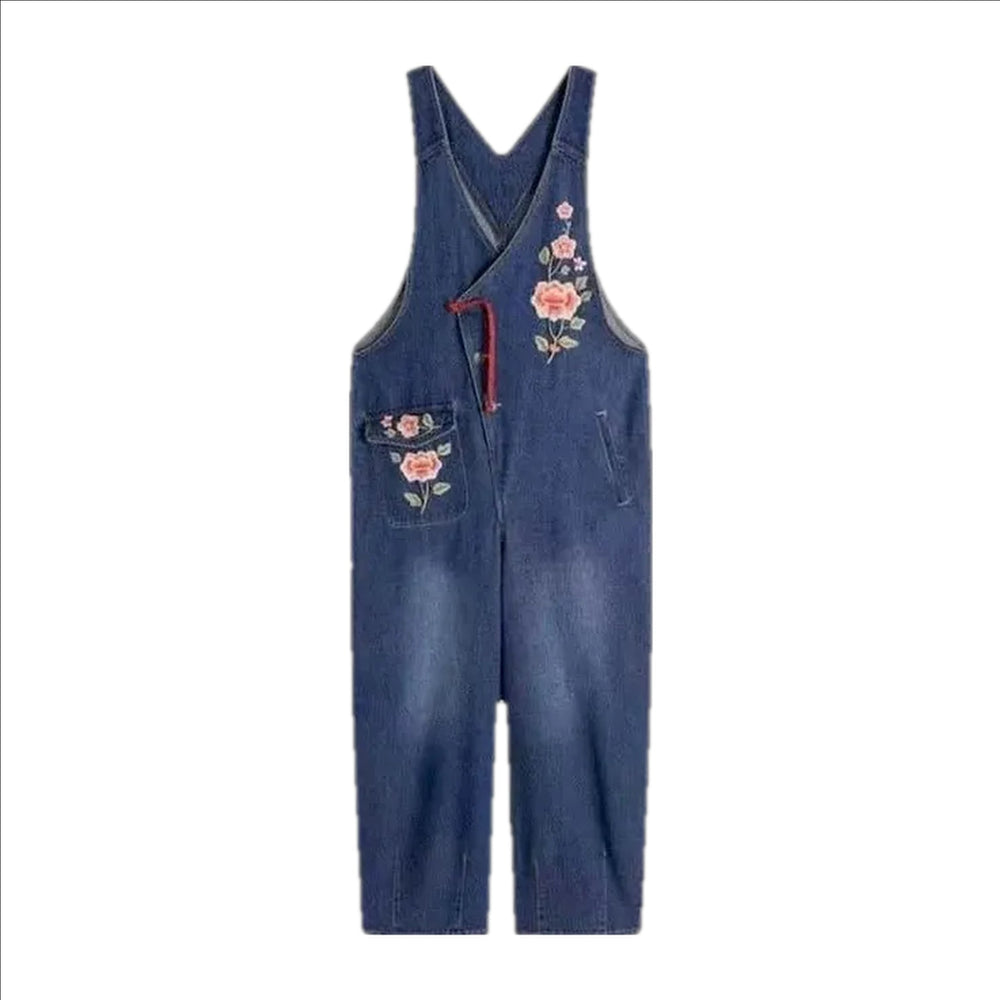 Loose Fit Street Style Jeans Jumpsuit for Women - Blue